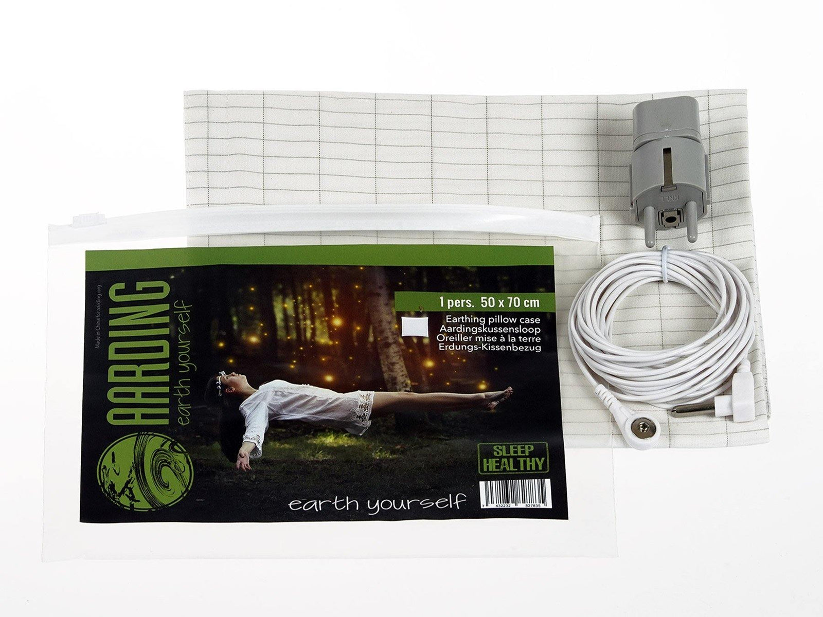 Set 1 Grounding Blanket + 1 Fitted Sheet 1 pers. + 1 Pillow Case (incl. cables and adapters) - Aarding