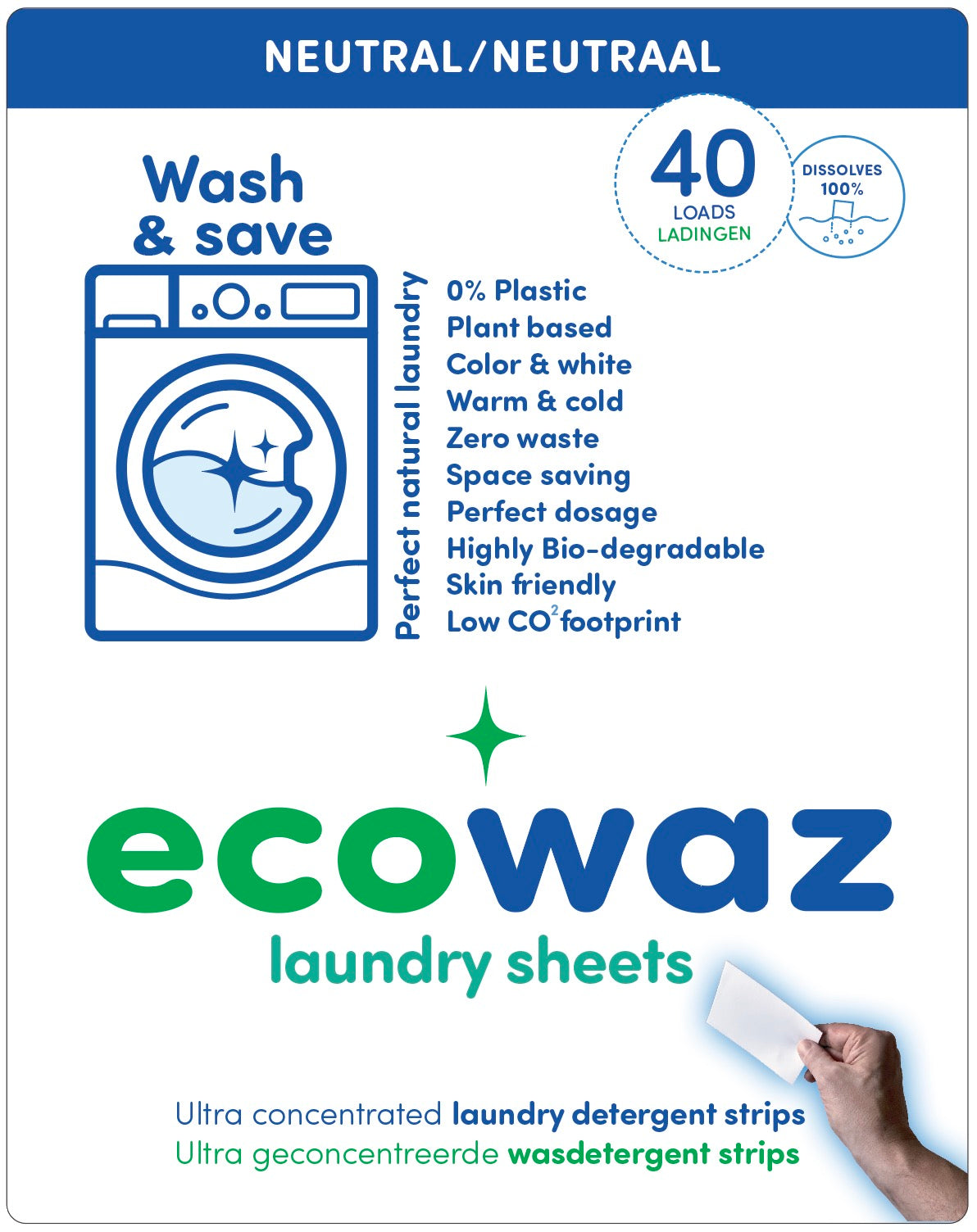 Ecowaz wasstrips (40 ladingen)- neutraal