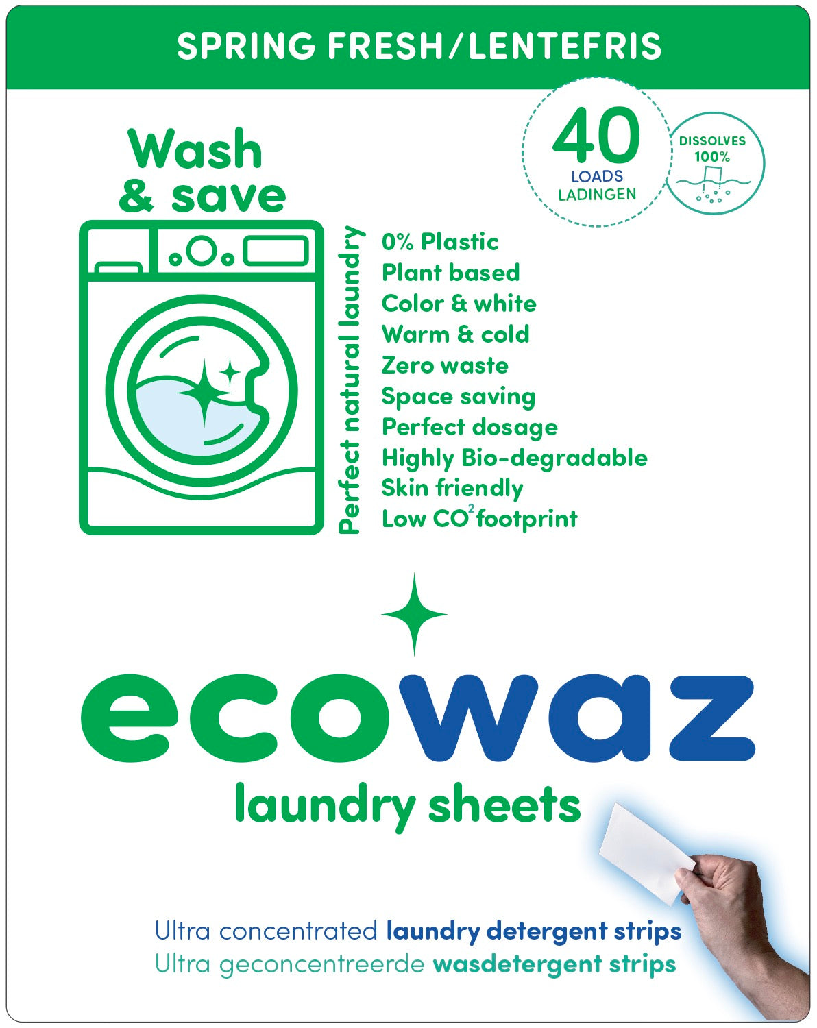 Ecowaz wasstrips (40 ladingen)-lentefris
