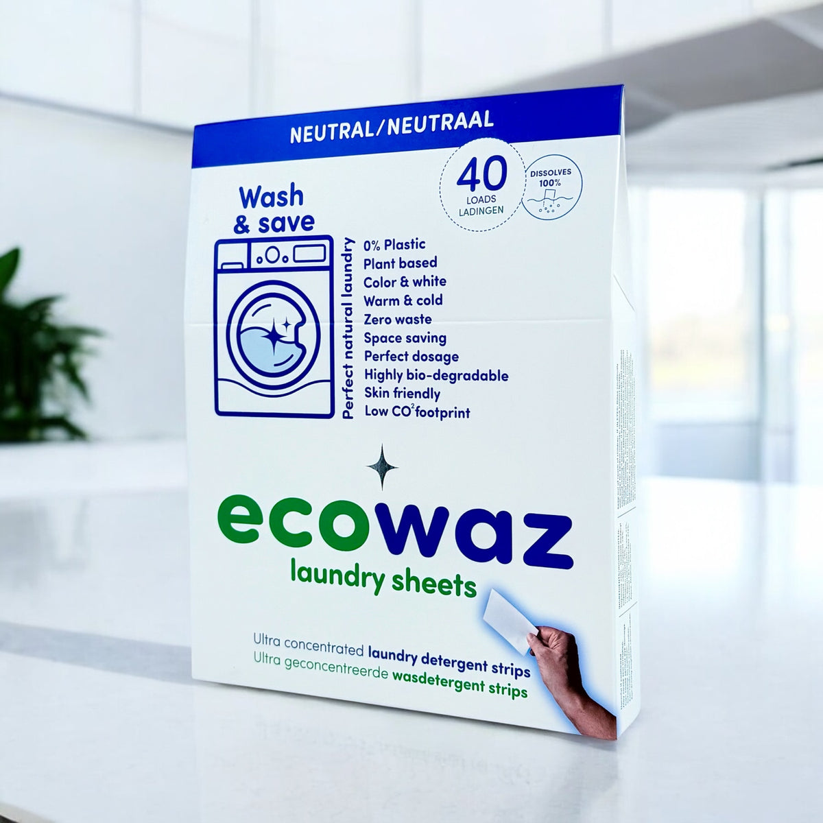 Ecowaz Laundry strips - Neutral - Fresh Linen - Wash detergent