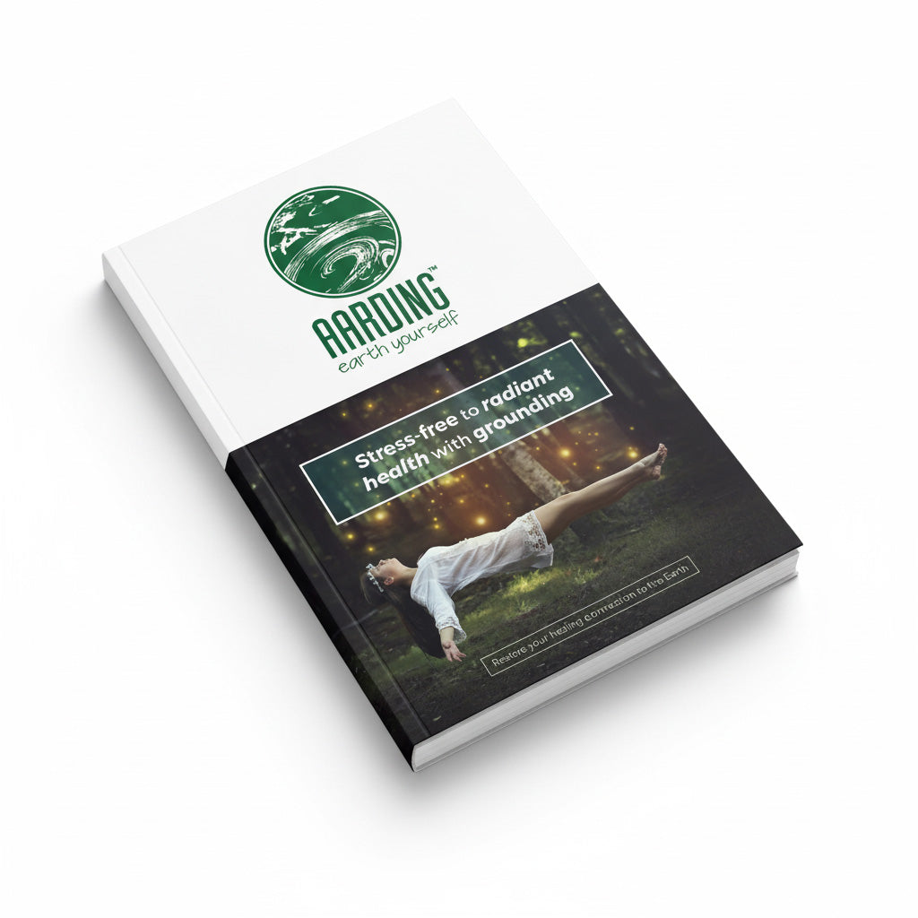 Book titled 'Stress-free to radiant health with grounding' by Aardling on a white background